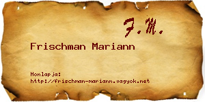 Frischman Mariann névjegykártya